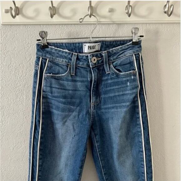 Paige Hoxton Side Stripe High Waist Ankle Straight Leg Jeans - Picture 5 of 10